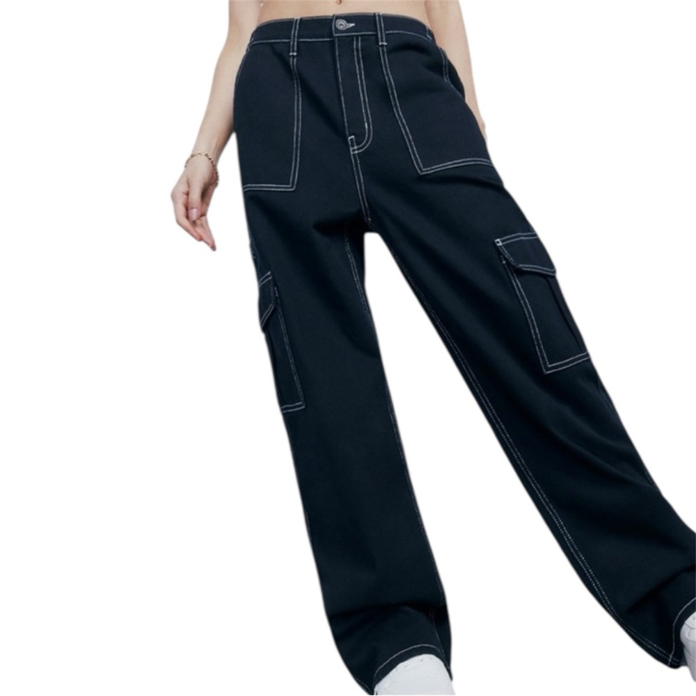 Ardene Cargo Utility Denim Wide Leg High Waist 90s Skater Jeans Size Small - Picture 2 of 14